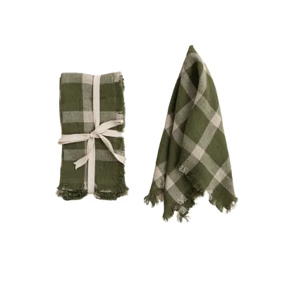 Green Plaid Napkin Set