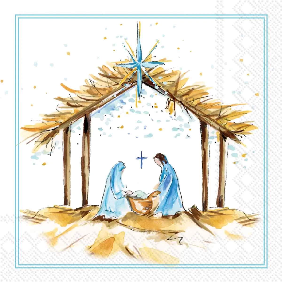 Blue Angels Nativity Cocktail Napkins