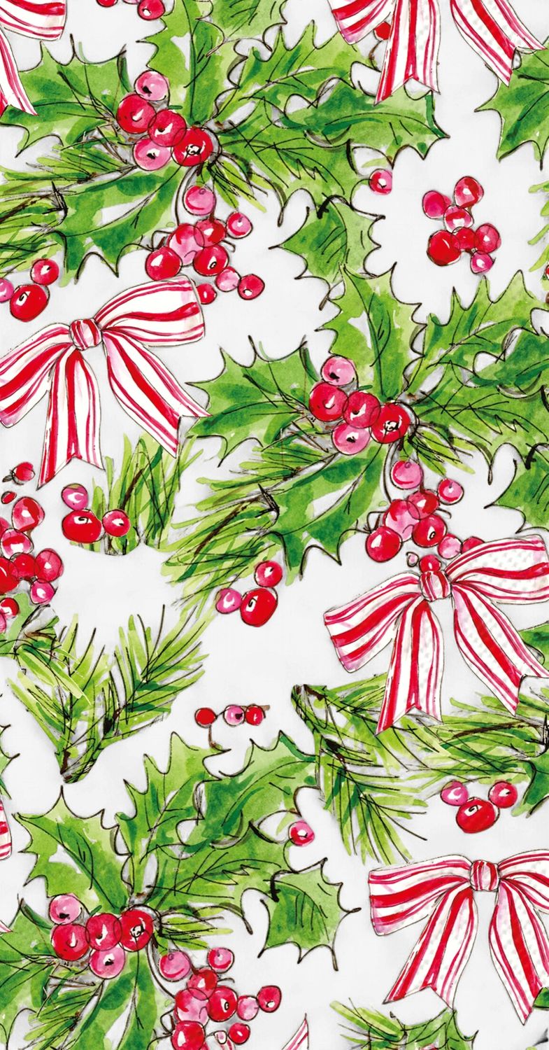 Pink Holly Bows Guest Napkins