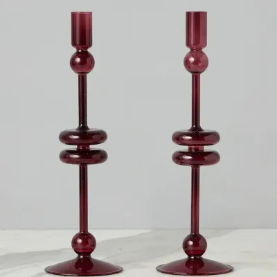 Merlot Glass Candlesticks