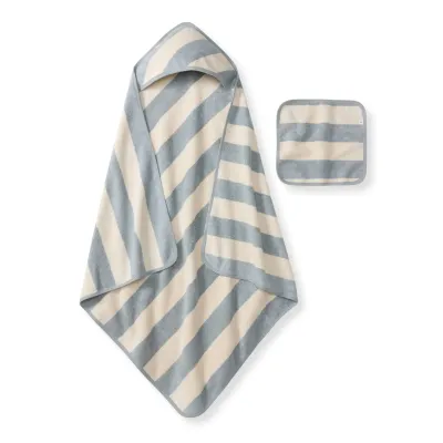 Rugby Stripe Woven Terry Towel &amp; Washcloth Set