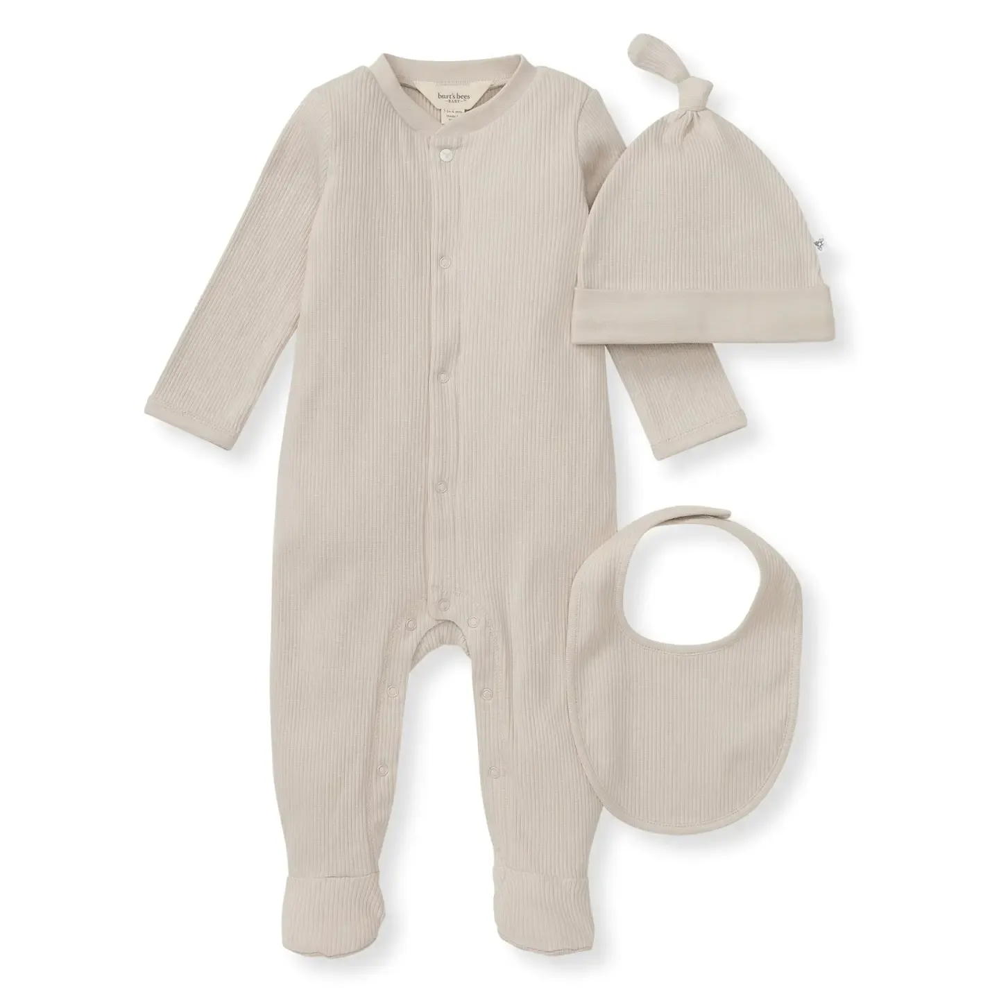 Organic Cotton Onesie, Bib and Hat Set, Size: 0-3M