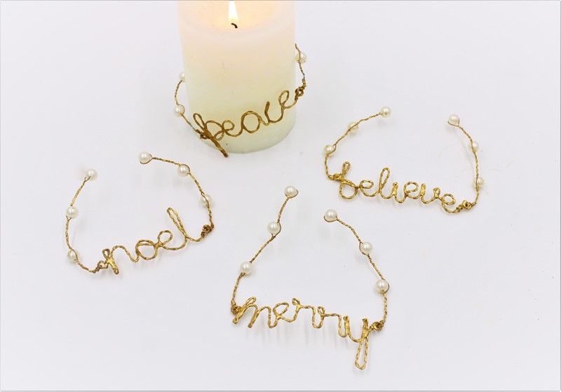 Gold &amp; Pearl Word Embellishment