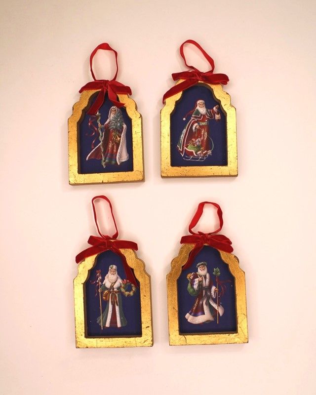 Gold Frame Old World Santa Ornament