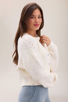 CozyChic Pointelle Cropped Cardigan