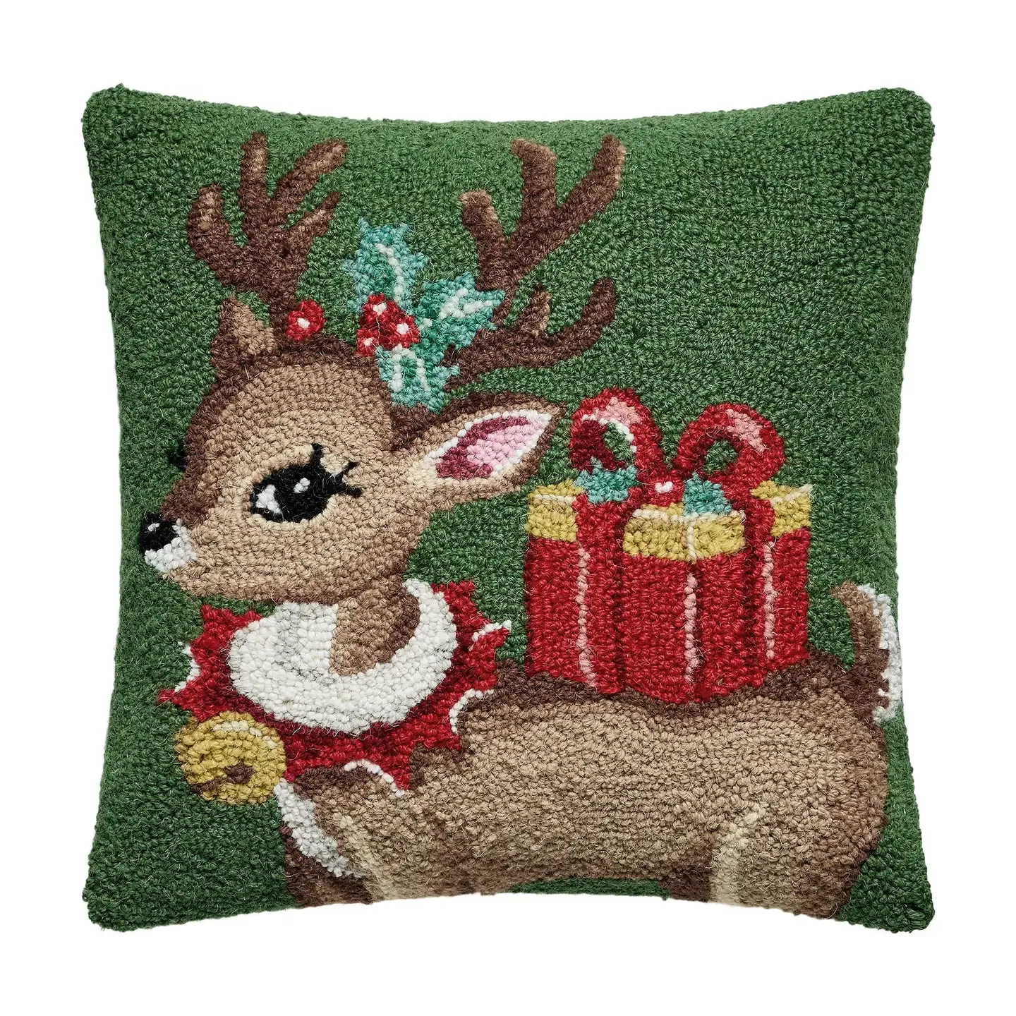 Reindeer with Present Pillow