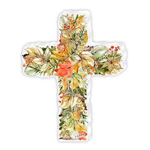 Fall Leaves &amp; Berries Acrylic Cross
