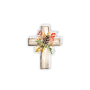 Brown Acrylic Cross with Leaves