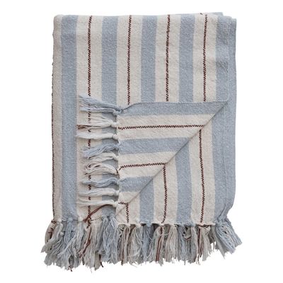 Woven Cotton Striped Throw