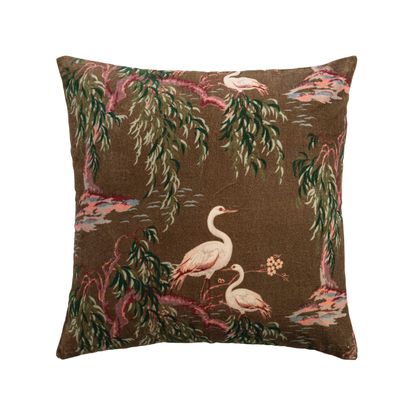 Velvet Chinoiserie Crane Pillow