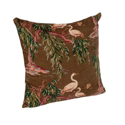Velvet Chinoiserie Crane Pillow