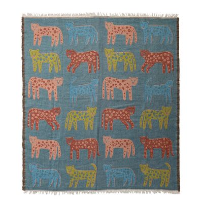 Multicolor Leopard Jacquard Throw