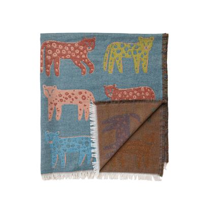 Multicolor Leopard Jacquard Throw