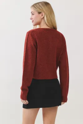 Rust Button Down Long Sleeve Cardigan