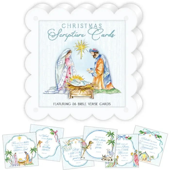 Blue Christmas Nativity Scripture Card Set