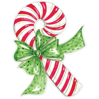 Candy Cane with Green Bow Die-Cut