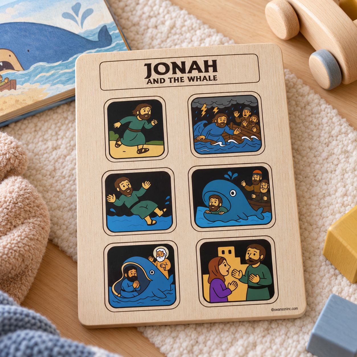 Jonah and The Whale Wooden Puzzle, Color: Multi
