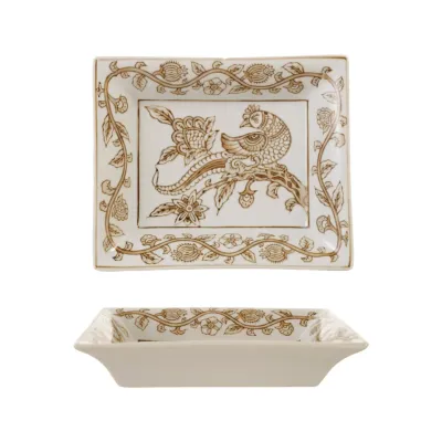 Tan Botanical and Bird Dish