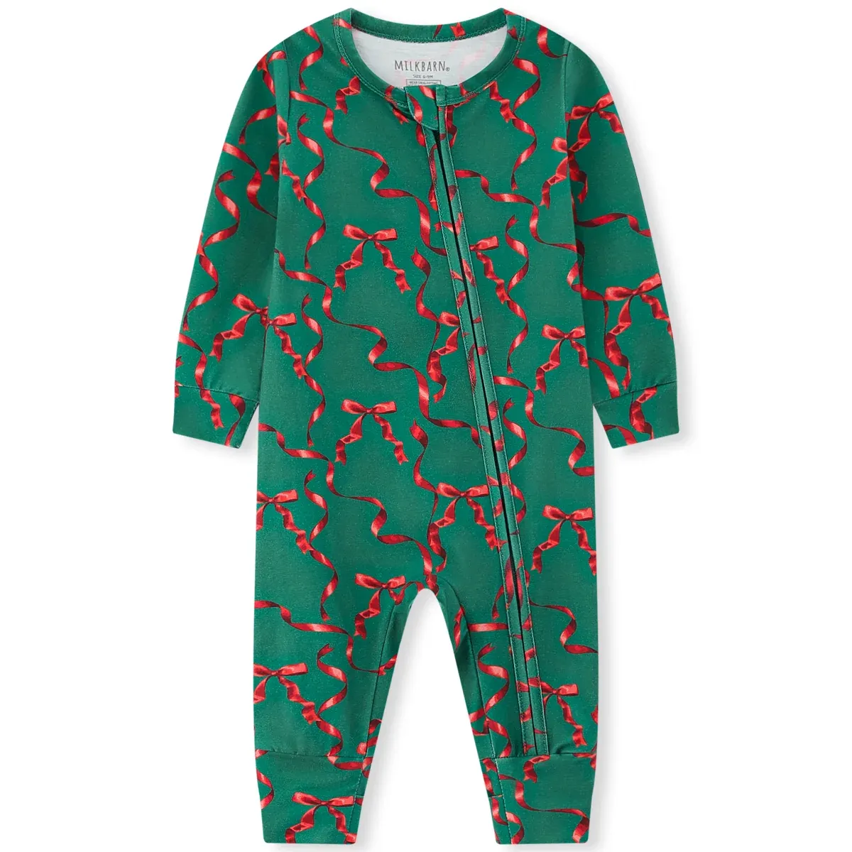 Holiday Ribbon Convertible Footed Romper, Size: 3-6 M