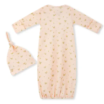 Dainty Flower Newborn Gown &amp; Hat