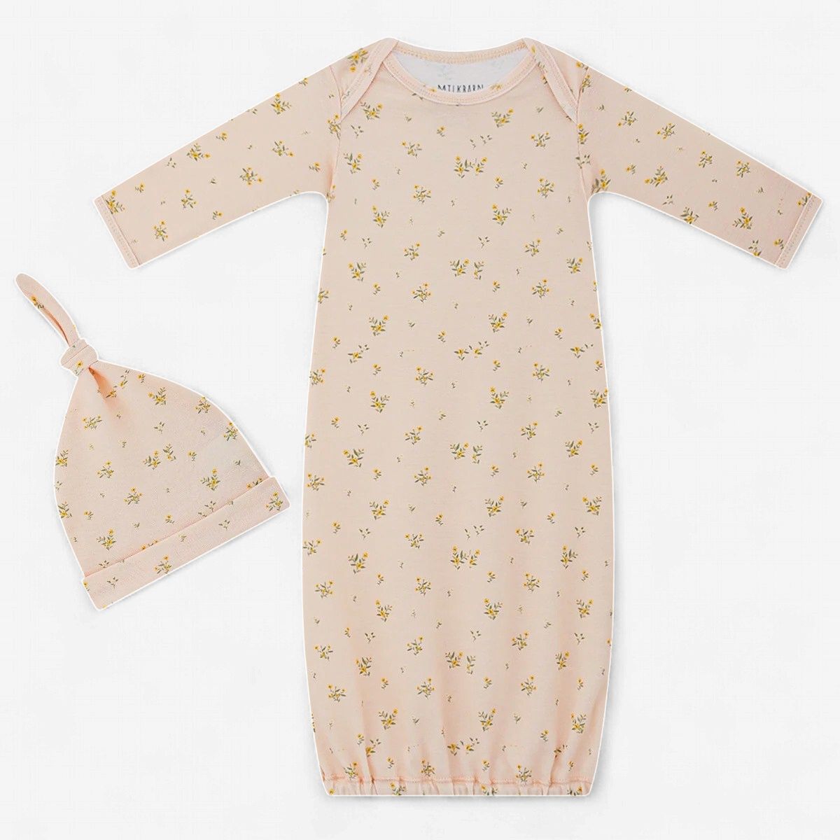 Dainty Flower Newborn Gown &amp; Hat