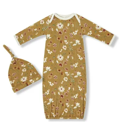 Wildflower Newborn Gown &amp; Hat