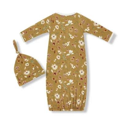 Wildflower Newborn Gown &amp; Hat
