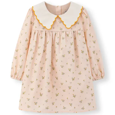 Dainty Flower Corduroy Collared Dress