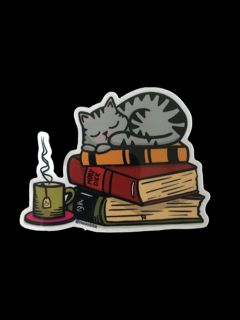 Sticker Poes op Boeken