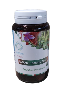 Safran + Basilic Sacré 60 gélules – complément alimentaire à base de safran (Crocus sativus) et basilic sacré (Ocimum sanctum