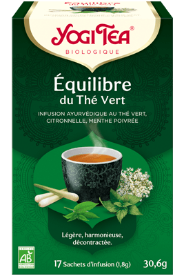 Équilibre du Thé Vert Yogi Tea infusion bio thé vert citronnelle menthe poivrée