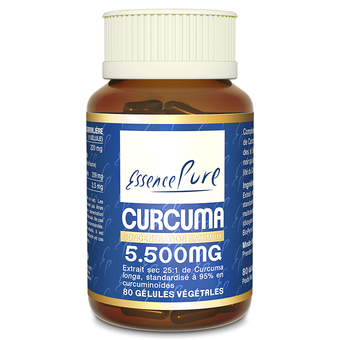 Curcuma 80 gélules, extrait sec de Curcuma longa standardisé à 95 % de curcuminoïdes avec BioPerine