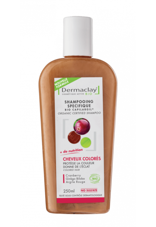 shampooing cheveux colores bio 250 ml argile rouge cranberry sans sulfate cheveux colorés
