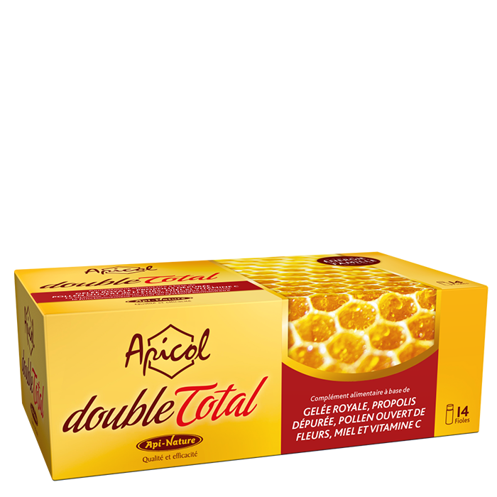Double Total 14 fioles Double Total 14 fioles gelée royale pollen propolis miel vitamine C Herboristerie Cousin Wiame Wattrelos.