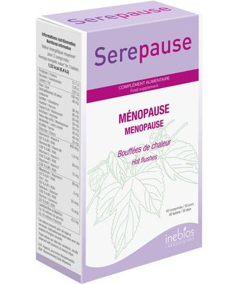 Serepause 60 comprimés complément alimentaire femmes soja isoflavones gattilier houblon vitamines minéraux ferments lactiques