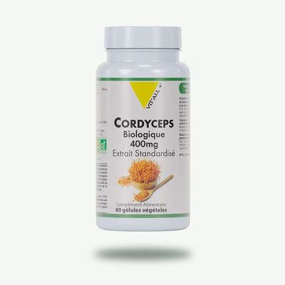 Cordyceps Bio 400 mg – 60 gélules Cordyceps Bio 400 mg Vit’All+ – Cordyceps sinensis standardisé à 30 % de ß-glucanes – 60 gélules
