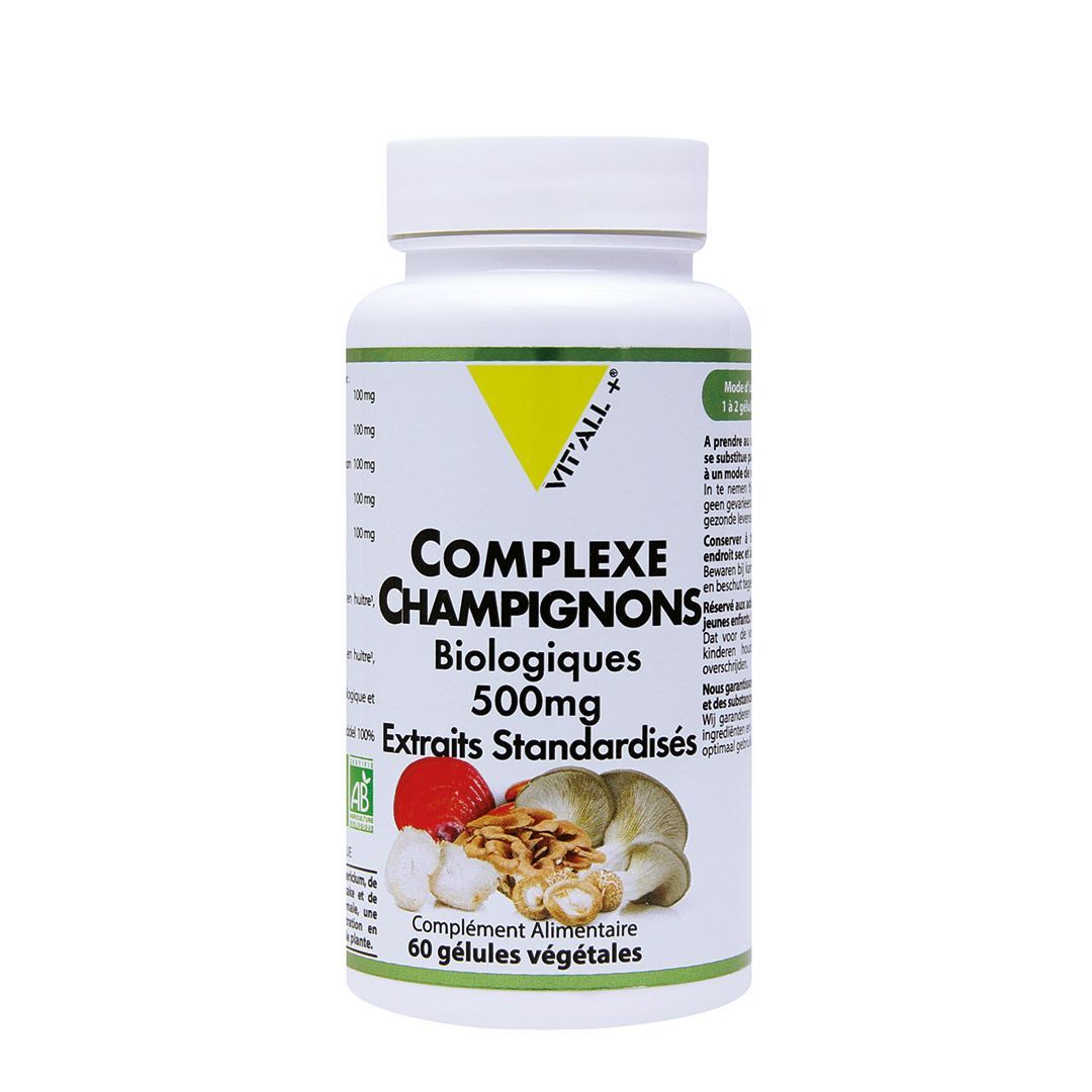 complexe champignons 60 gelules bio reishi shiitake maitake hericium vitall plus