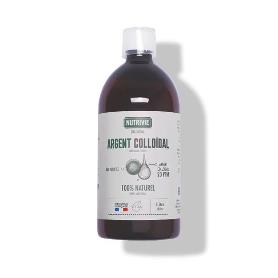 Argent colloïdal 20 PPM 1 litre Nutrivie solution argent ionique eau purifiée usage externe naturel fabrication France