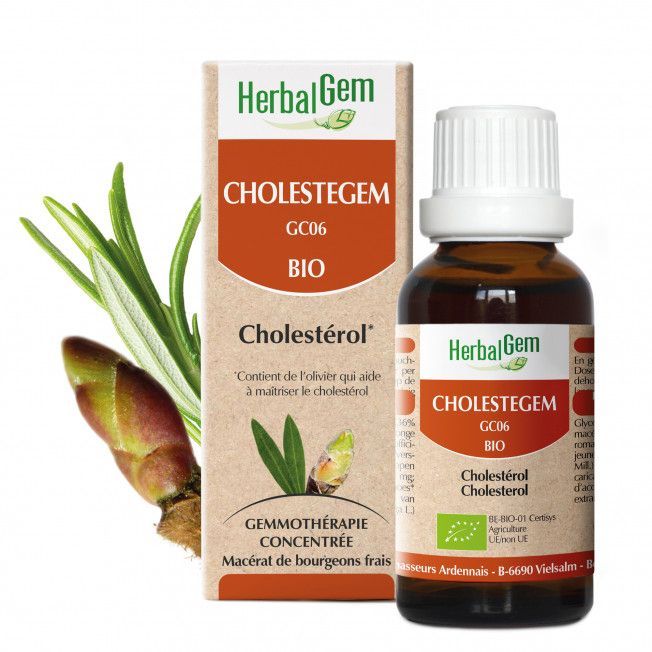 Cholestegem bio 30 ml Cholestegem herbalgem 30 ml complexe bourgeons romarin olivier gemmotherapie Herboristerie Cousin Wiame Wattrelos.