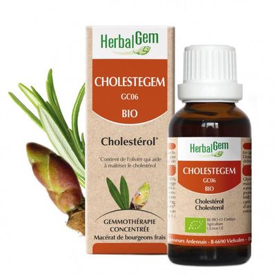 Cholestegem bio 30 ml Cholestegem herbalgem 30 ml complexe bourgeons romarin olivier gemmotherapie Herboristerie Cousin Wiame Wattrelos.