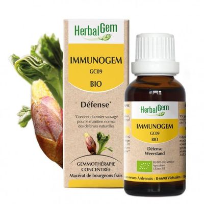 Immunogem bio 30 ml Immunogem herbalgem 30 ml bourgeons rosa canina ribes nigrum abies alba gemmotherapie Herboristerie Cousin Wiame Wattrelos.