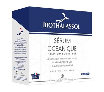 SÉRUM OCÉANIQUE PREMIUM ÉQUILIBRE – 2 × 250 ml Sérum Océanique Premium Équilibre Biothalassol – Lot de 2 flacons de 250 ml à base d'eau de mer et d'ADN de saumon sauvage