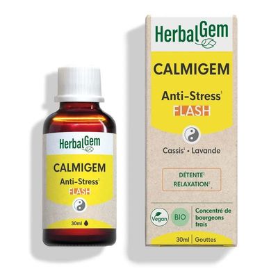 Calmigem Bio HerbalGem – Anti-stress – 30 ml Calmigem Bio HerbalGem complexe de bourgeons pour l'ani-stress à base de néroli, figuier, lavande flacon 30 ml