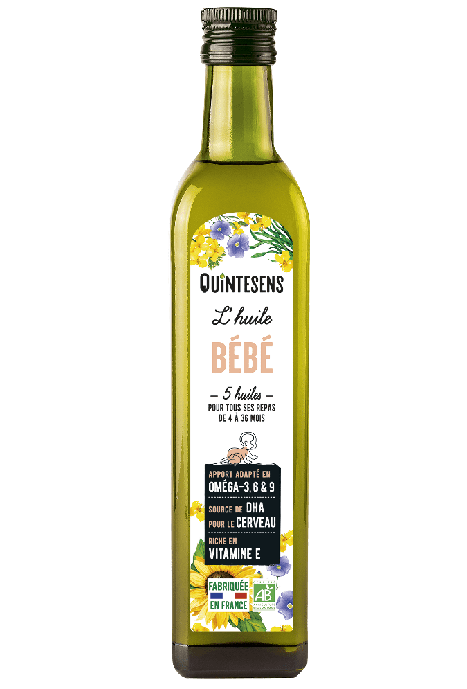 Huile Bébé QuinteSens 25 cl huile bébé quinte sens 25 cl bio omega 3 dha vegetal diversification alimentaire