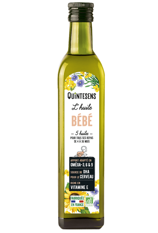 huile bébé quinte sens 25 cl bio omega 3 dha vegetal diversification alimentaire