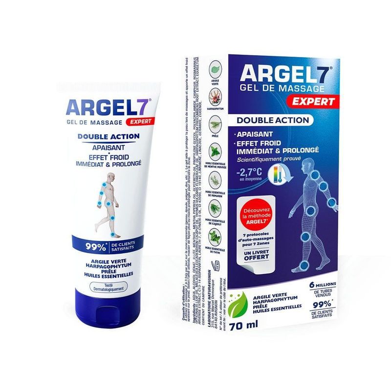 ARGEL7 gel de massage 70 ml effet froid menthol argile huiles essentielles soin local rafraîchissant