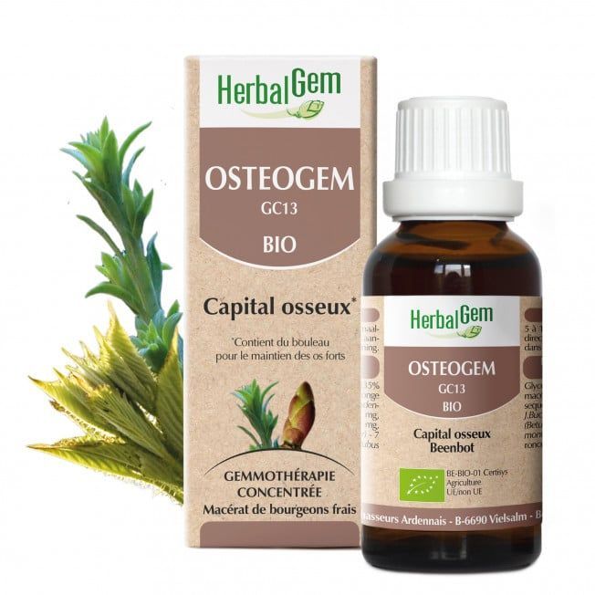Osteogem herbalgem 30 ml sequoia bouleau pin ronce gemmotherapie Herboristerie Cousin Wiame Wattrelos. 