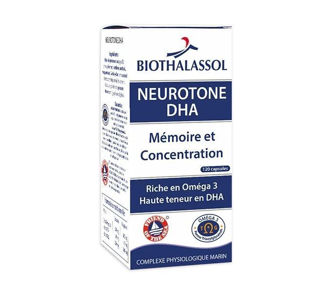 NEUROTONE DHA – 120 capsules NEUROTONE DHA Biothalassol – Boîte de 120 capsules d'huile de poissons sauvages riche en DHA et EPA sous forme triglycéride