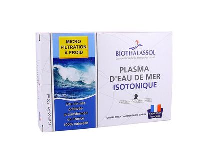 Plasma Isotonique 30 ampoules plasma isotonique ampoules eau mer eau source complement alimentaire herboristerie cousin wiame wattrelos.