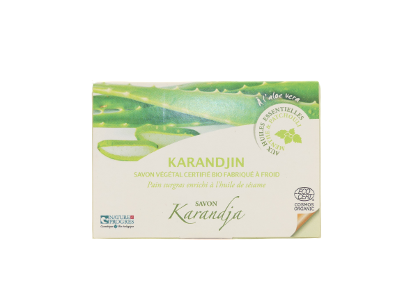 Savon aloe vera 100 g surgras 5 pourcent saponification à froid huiles végétales bio COSMOS ORGANIC peau grasse naturel